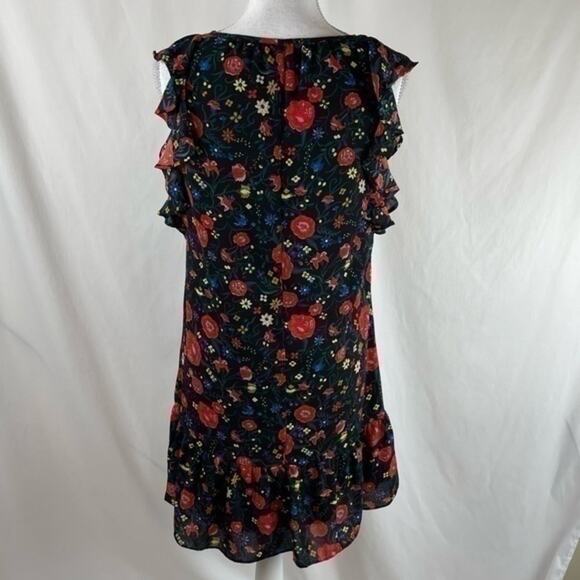 J Crew Black Red Bold Floral Print Ruffle Cottage Dress NWOT Sie XXS - Picture 5 of 12